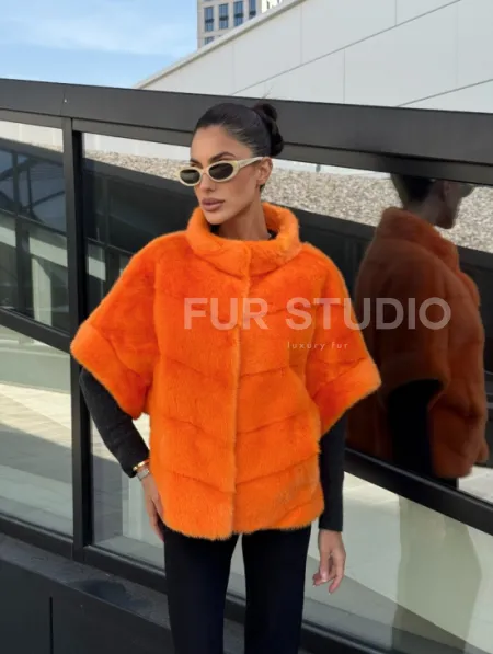 Зимняя куртка-жилет из меха норки цвет Orange - фото 16