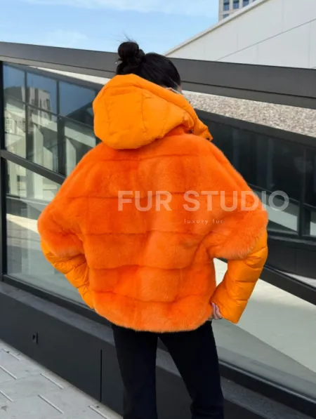 Зимняя куртка-жилет из меха норки цвет Orange - фото 12