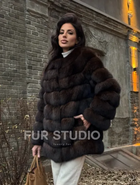 Шуба из соболя с воротником шанель, поперечка - фото 6