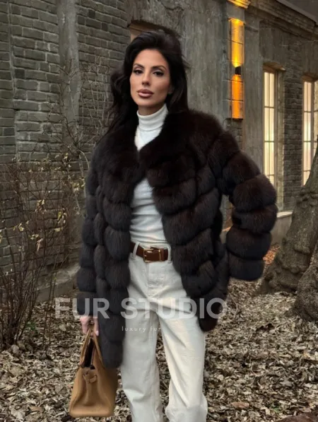 Шуба из соболя с воротником шанель, поперечка - фото 3