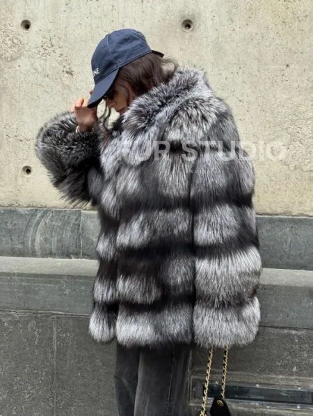 Шуба из чернобурки воротник стойка - фото 8