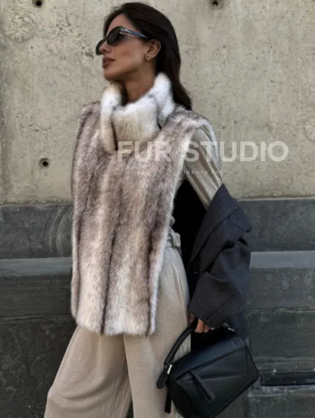 Женская манишка из норки крестовки - фото 4