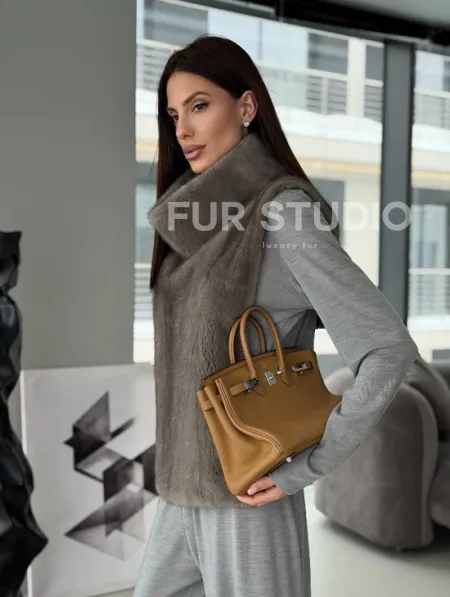 Манишка норковая серая - фото 20