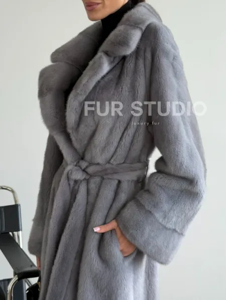 Голубая норковая шуба - фото 2