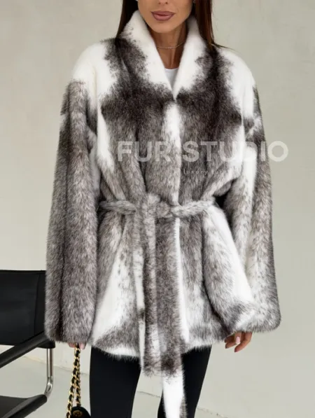Белая шуба из норки крестовки - фото 2