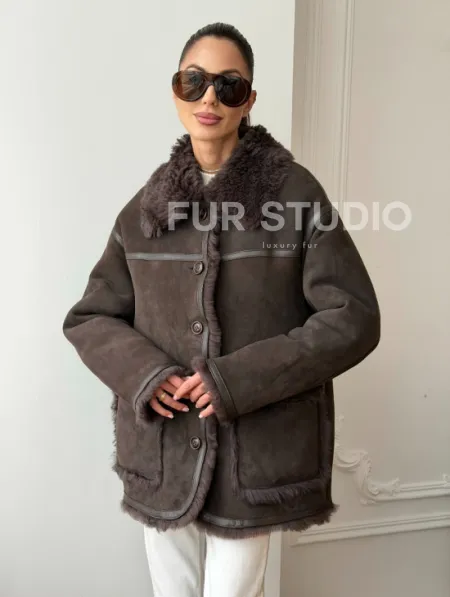 Двухсторонняя дубленка - мех тиградо - фото 11