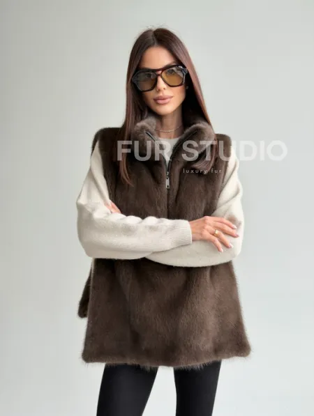 Женская меховая манишка - мех норка - фото 11
