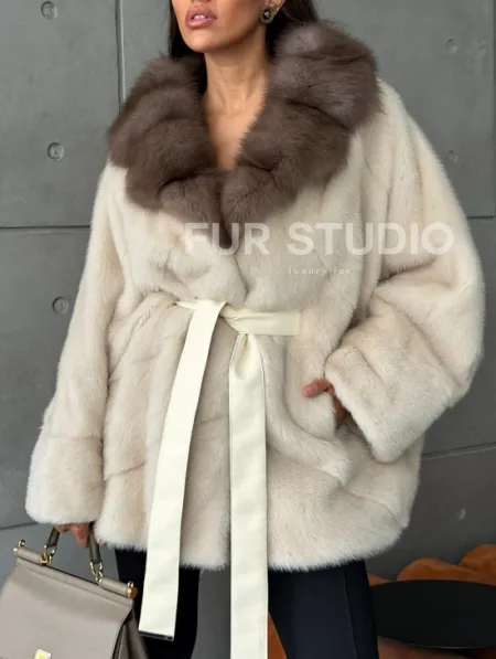 Норковая шуба - куртка с мехом куницы - фото 1