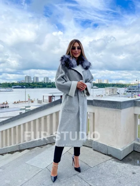 Пальто из шерсти альпаки с воротником блюфрост - фото 5