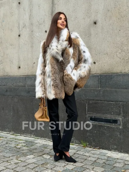 Шуба из меха рыси и лисы, ручная работа - фото 21