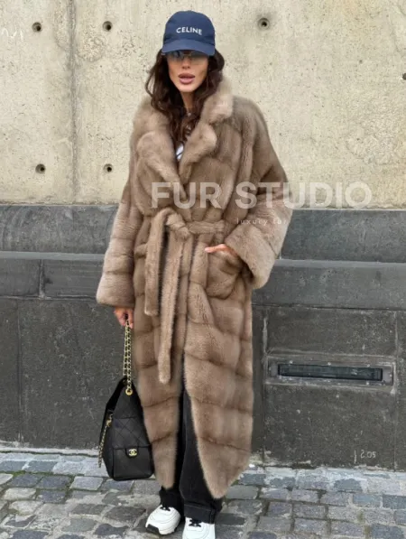 Шуба норковая - цвет пастель - фото 5