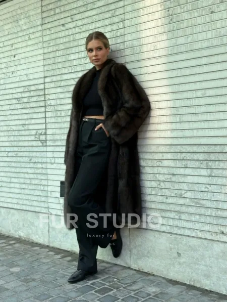Классическое пальто из меха соболя седина 1/2 - фото 5