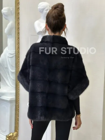 Пуховик /жилет норковый 2в1 - графит - фото 6