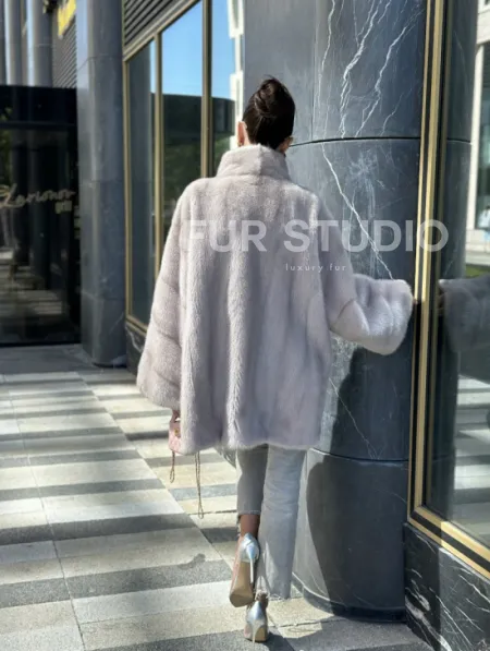 Норковая шуба в цвете нюд - фото 10