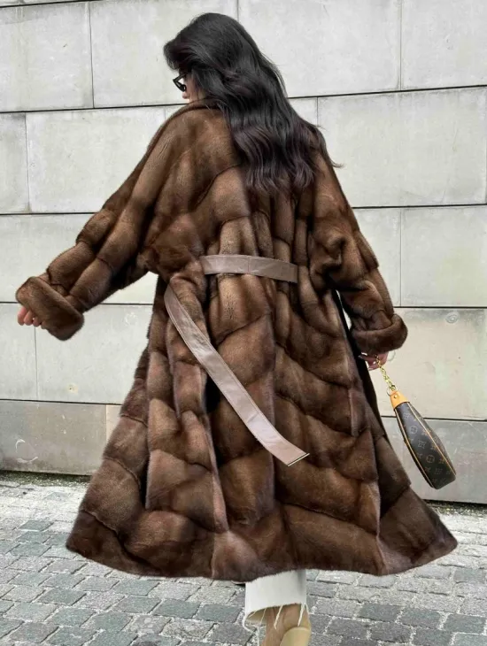 Кимоно шуба английский воротник - цвет соболь - фото 7