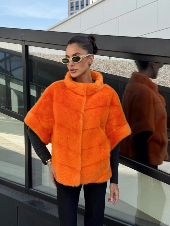 Зимняя куртка-жилет из меха норки цвет Orange - фото 16