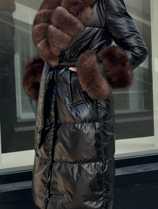 Зимний женский пуховик с воротником из меха финского песца - фото 2