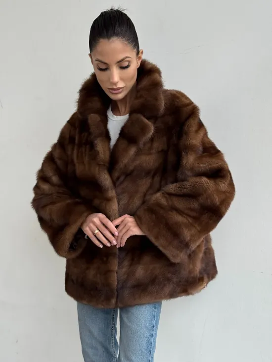 Шуба автоледи из соболиной норки, цвет соболь - фото 5