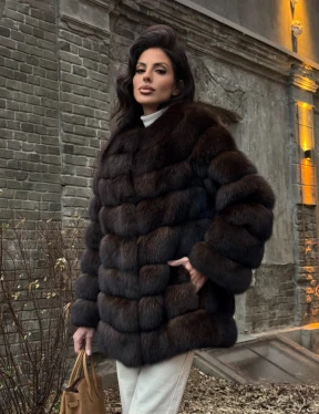 Шуба из соболя с воротником шанель, поперечка - фото 6