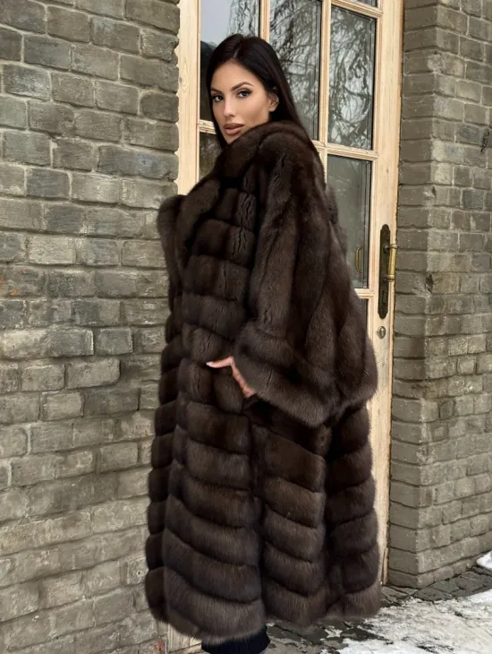 Роскошное манто из меха баргузинского соболя -  летучая мышь - фото 9