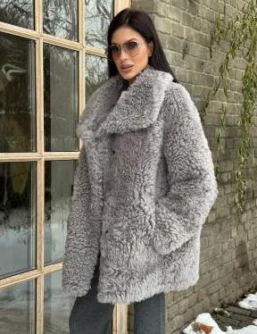 Короткая шубка - дублёнка из овчины - фото 6