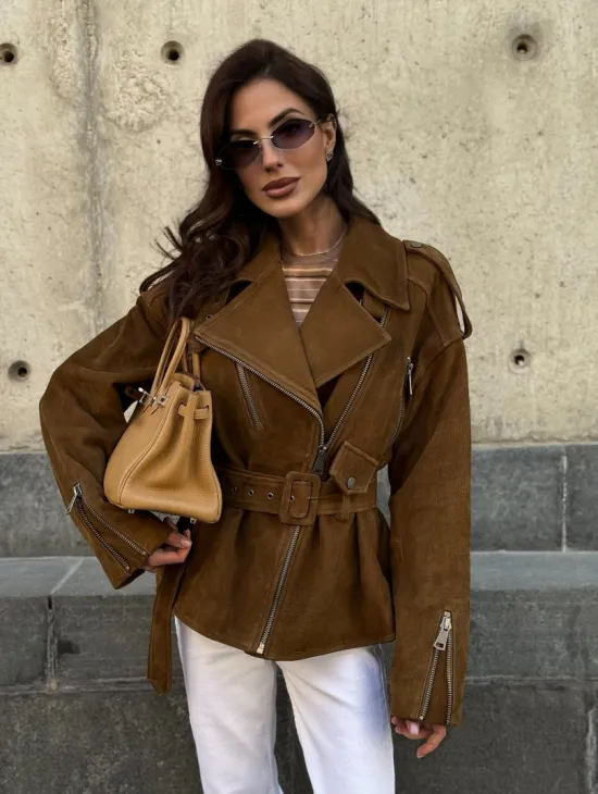 Косуха из натуральной замши под пояс 