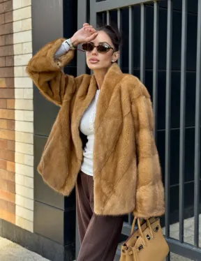 Норковый жакет Gold воротник V-образный - фото 10