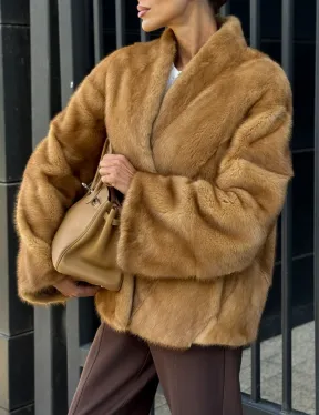 Норковый жакет Gold воротник V-образный - фото 2