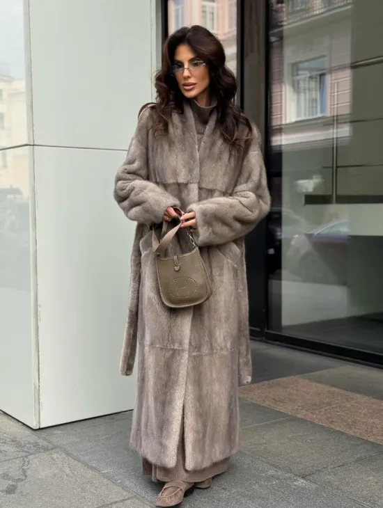 Длинная норковая шуба - фото 9