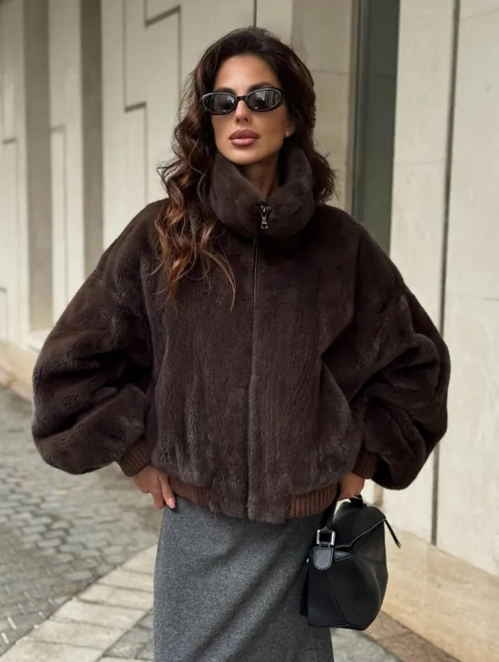 Норковая шуба - бомбер - фото 0