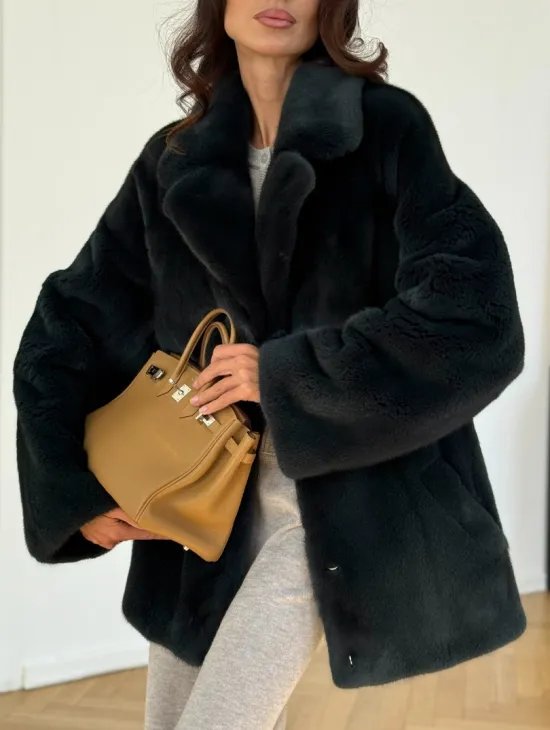 Шуба норковая темно-зеленая - фото 2