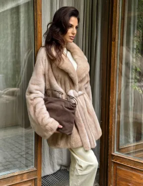 Натуральная норковая шуба - пастель - фото 0