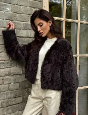 Укороченная шуба из овчины калган - фото 8