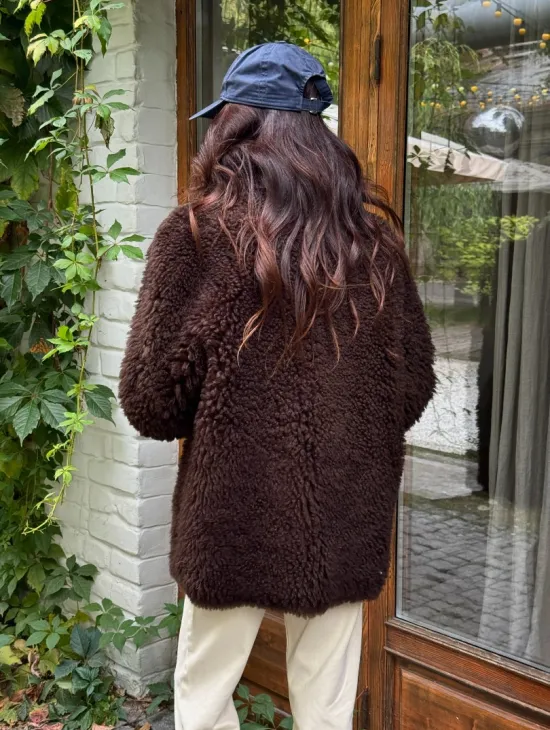 Дубленка двухсторонняя женская - цвет коричневый - фото 7