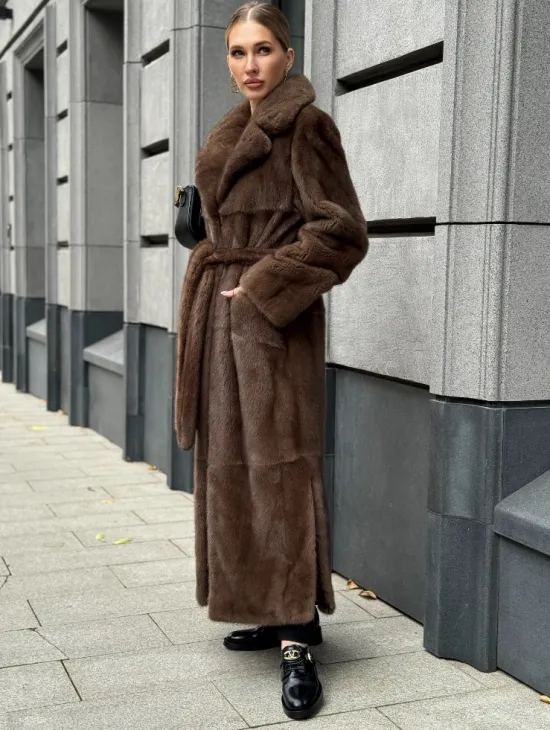 Норковая шуба - цвет соболь - фото 6
