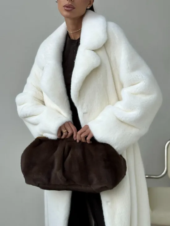 Белая длинная норковая шуба - фото 3