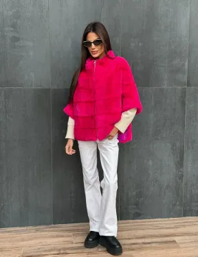 Норковая кофта на молнии - фуксия - фото 7