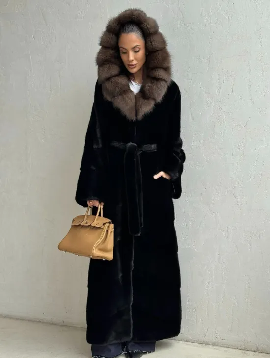 Длинная шуба из аукционного меха норки SAGA FURS - фото 9