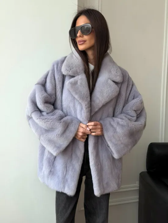 Шуба из норки короткая с английским воротником - фото 8