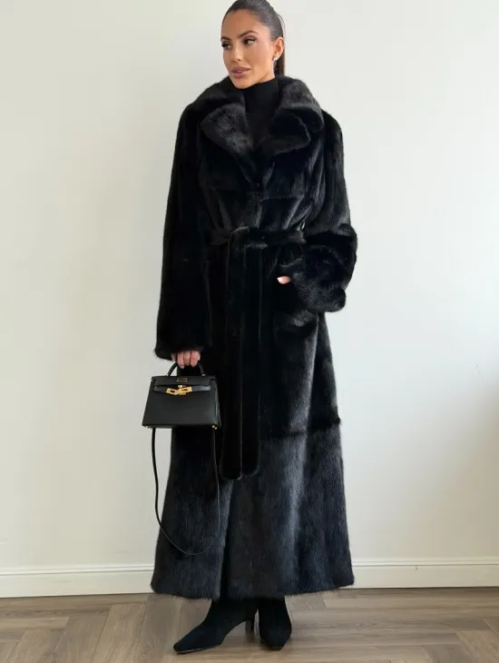 Черная шуба из меха норки - классический стиль - фото 4