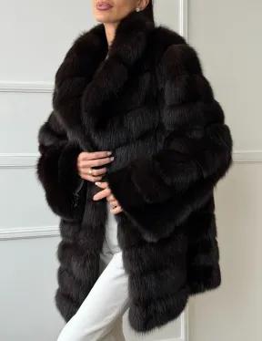 Шуба из куницы английский воротник - фото 2