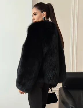 Черная короткая шуба из песца - фото 5