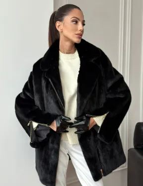 Черная норковая косуха - фото 0