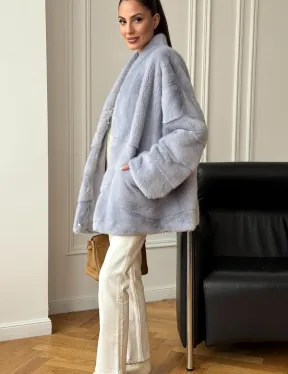 Голубая норковая шуба - жакет - фото 3