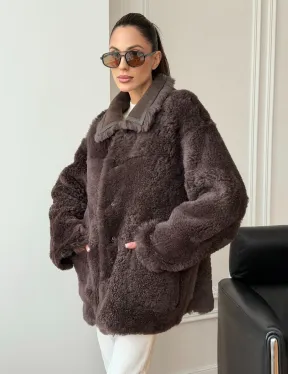 Двухсторонняя дубленка - мех тиградо - фото 12