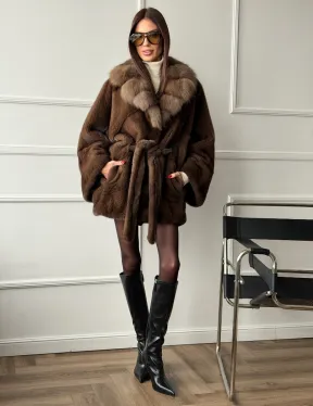 Полушубок автоледи норковый - воротник куница - фото 8