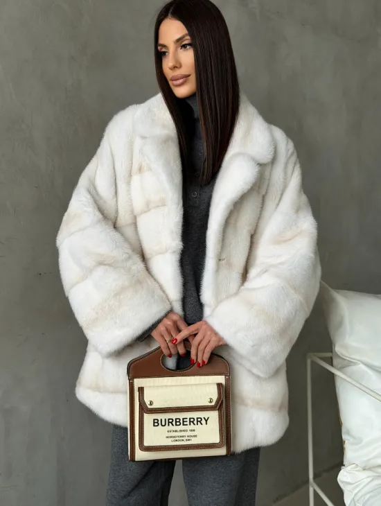 Полушубок норковый в цвете паломино - фото 6