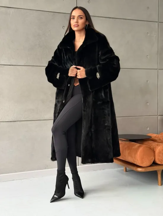 Черная норковая шуба Blackglama - стойка воротник - фото 8
