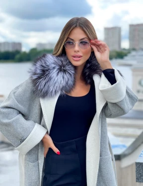 Пальто из шерсти альпаки с воротником блюфрост - фото 3