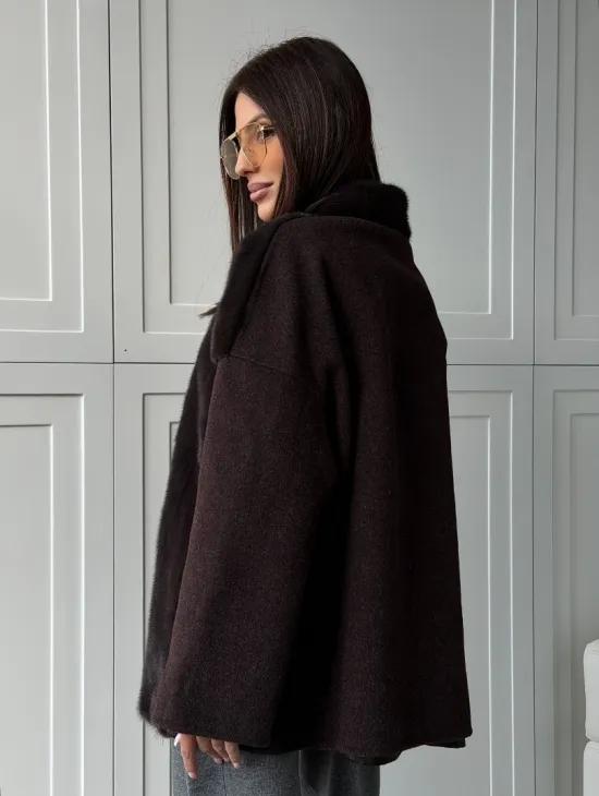 Женское полупальто с мехом норки - фото 14